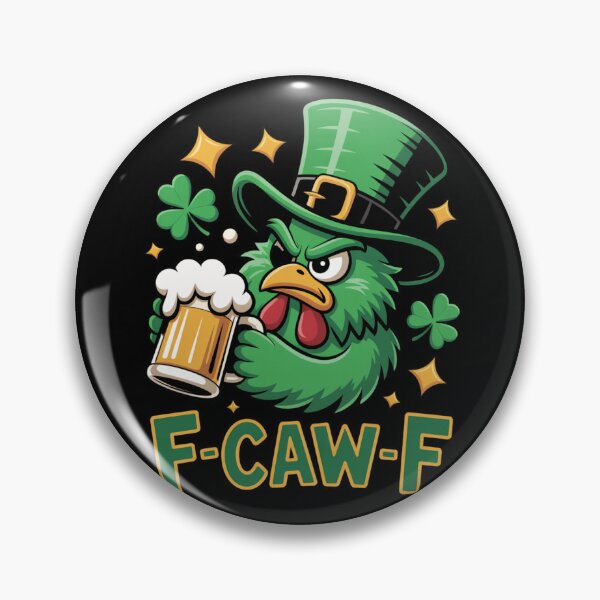 Item preview, F-Caw-F Grumpy Green Chicken Close-Up Gold Stars Shamrock Leprechaun Hat Beer St. Patrick's Day Tee designed and sold by DarylWelsh2024.