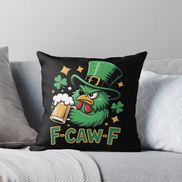 Item preview, F-Caw-F Grumpy Green Chicken Close-Up Gold Stars Shamrock Leprechaun Hat Beer St. Patrick's Day Tee designed and sold by DarylWelsh2024.
