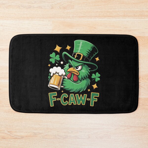 Item preview, F-Caw-F Grumpy Green Chicken Close-Up Gold Stars Shamrock Leprechaun Hat Beer St. Patrick's Day Tee designed and sold by DarylWelsh2024.