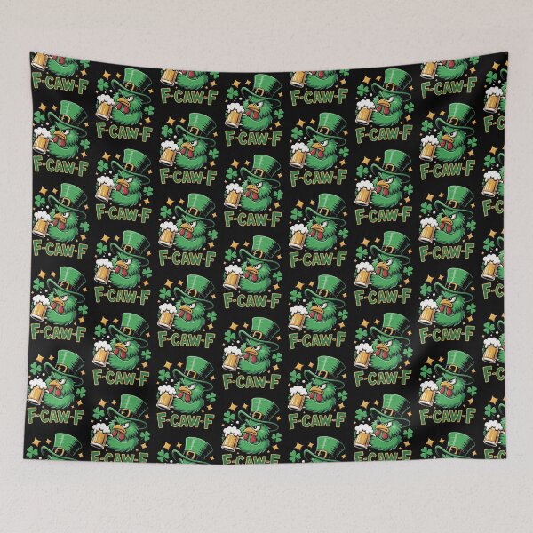 Item preview, F-Caw-F Grumpy Green Chicken Close-Up Gold Stars Shamrock Leprechaun Hat Beer St. Patrick's Day Tee designed and sold by DarylWelsh2024.