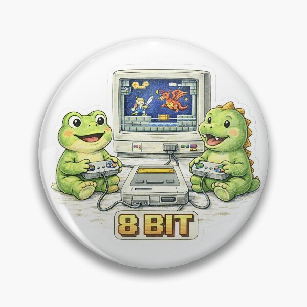 Item preview, Retro 8 Bit Gamer Frog & Dinosaur – Vintage Console Sticker Illustration designed and sold by Felixuss.