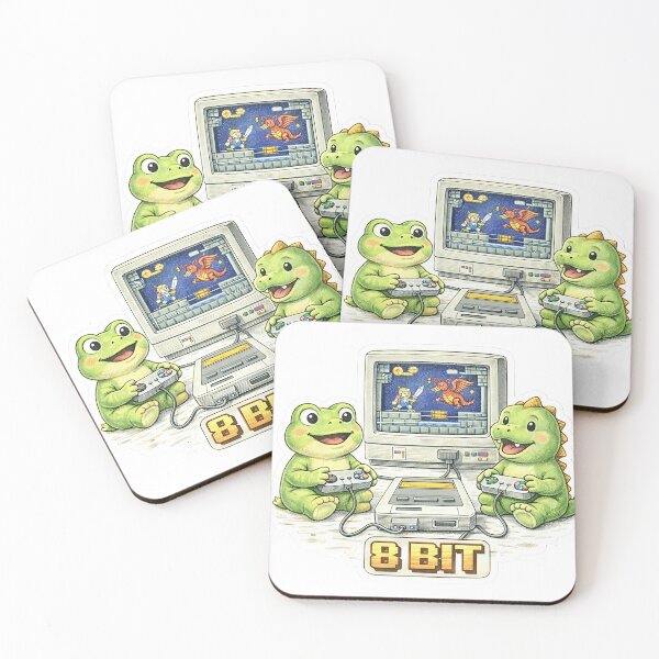 Item preview, Retro 8 Bit Gamer Frog & Dinosaur – Vintage Console Sticker Illustration designed and sold by Felixuss.