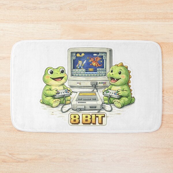 Item preview, Retro 8 Bit Gamer Frog & Dinosaur – Vintage Console Sticker Illustration designed and sold by Felixuss.