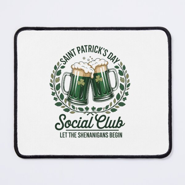 Item preview, Saint Patrick's Day Social Club Let The Shenanigans Begin Shamrock Beer Circular Badge Tee designed and sold by DarylWelsh2024.