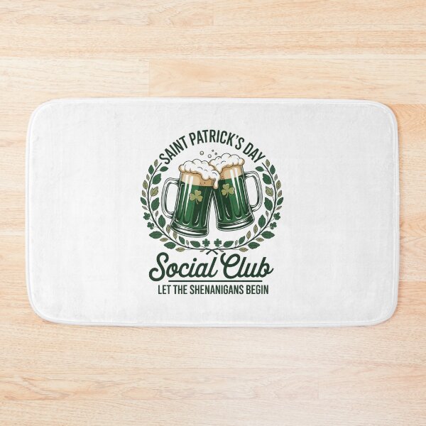 Item preview, Saint Patrick's Day Social Club Let The Shenanigans Begin Shamrock Beer Circular Badge Tee designed and sold by DarylWelsh2024.
