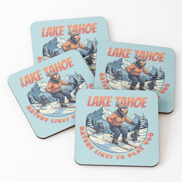 Item preview, Lake Tahoe – Nature Loves to Play Too | Funny Skiing Bear Family designed and sold by CARPIO Creations.