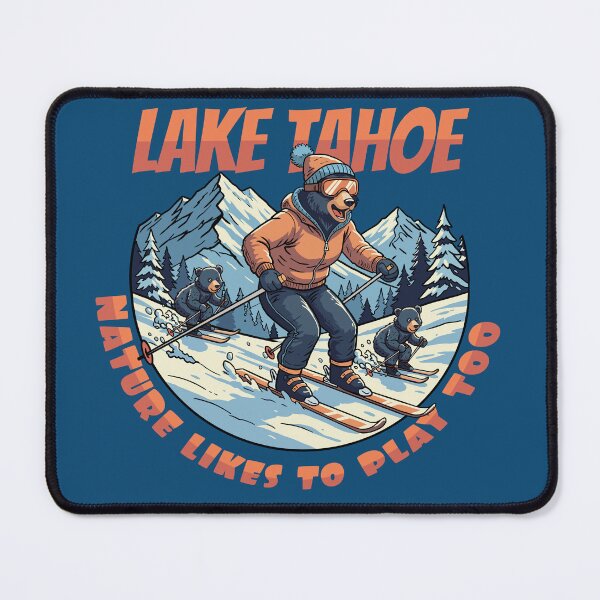 Item preview, Lake Tahoe – Nature Loves to Play Too | Funny Skiing Bear Family designed and sold by CARPIO Creations.