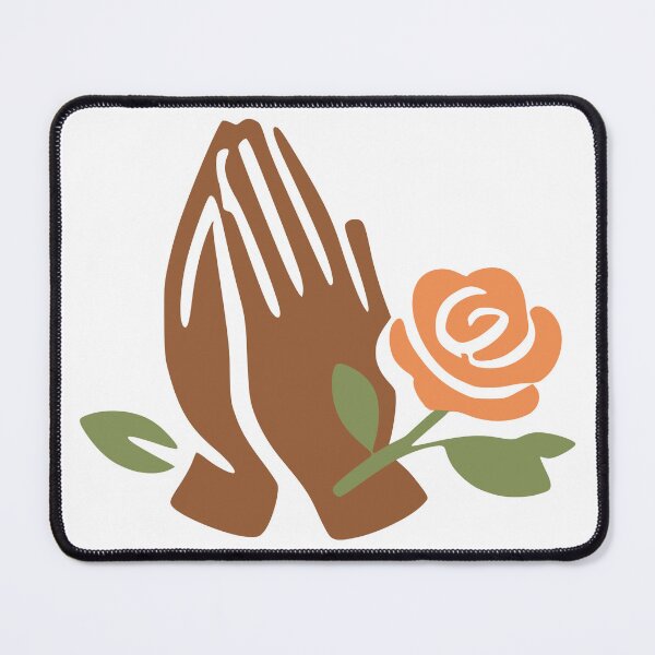 Item preview, Minimalist Praying Hands Blooming Rose Spiritual Illustration designed and sold by FunFitLife Studio.