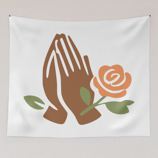 Item preview, Minimalist Praying Hands Blooming Rose Spiritual Illustration designed and sold by FunFitLife Studio.
