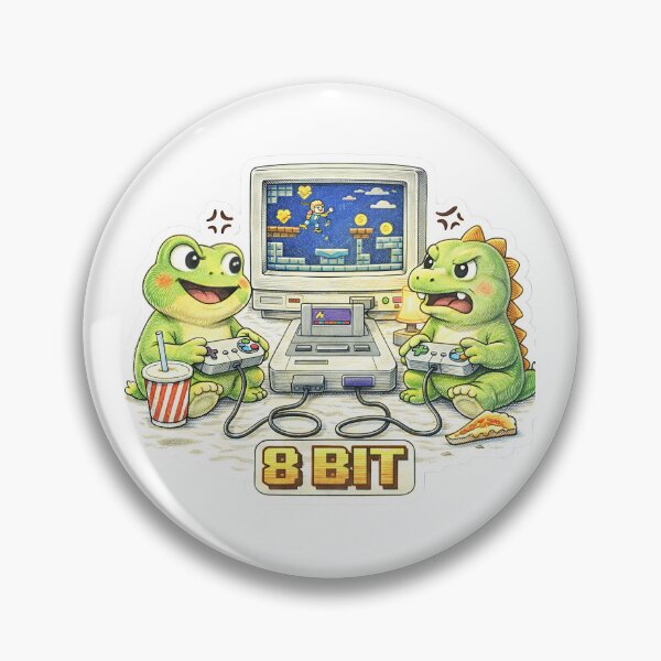 Item preview, Retro 8 Bit Gamer Frog & Dinosaur – Vintage Console Sticker Illustration designed and sold by Felixuss.