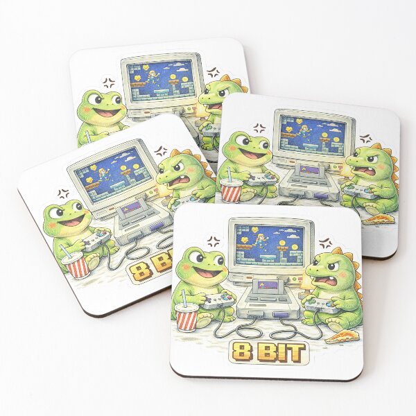 Item preview, Retro 8 Bit Gamer Frog & Dinosaur – Vintage Console Sticker Illustration designed and sold by Felixuss.