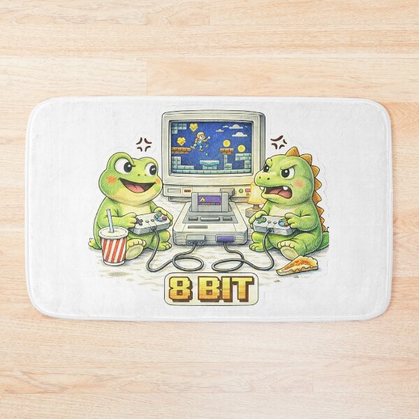 Item preview, Retro 8 Bit Gamer Frog & Dinosaur – Vintage Console Sticker Illustration designed and sold by Felixuss.