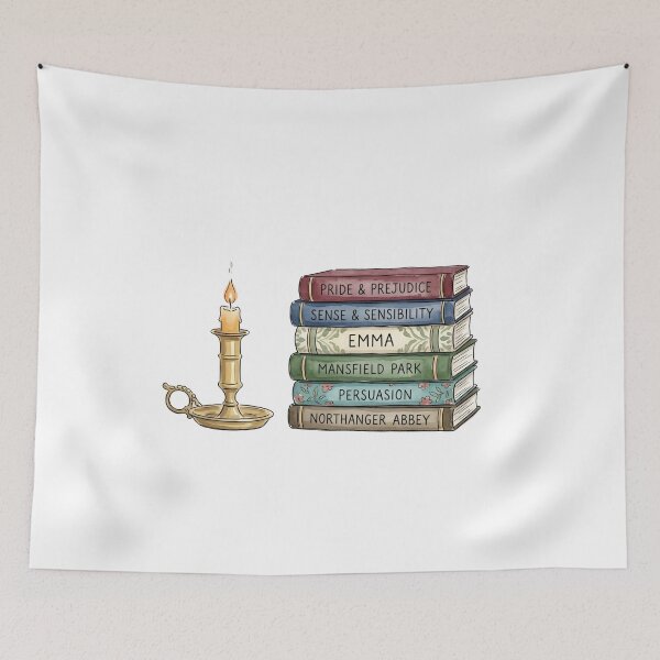 Item preview, Pride & Prejudice Jane Austen Books Stack Watercolor Art designed and sold by Fenay Designs.