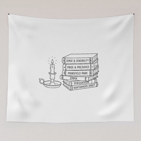 Item preview, Pride & Prejudice Jane Austen Novels Stack Line Art Outline designed and sold by Fenay Designs.