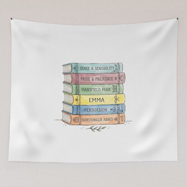 Item preview, Pride & Prejudice Jane Austen Classic Novels Colorful Book Stack designed and sold by Fenay Designs.