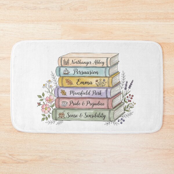 Item preview, Pride & Prejudice Jane Austen Floral Book Stack Literature Art designed and sold by Fenay Designs.
