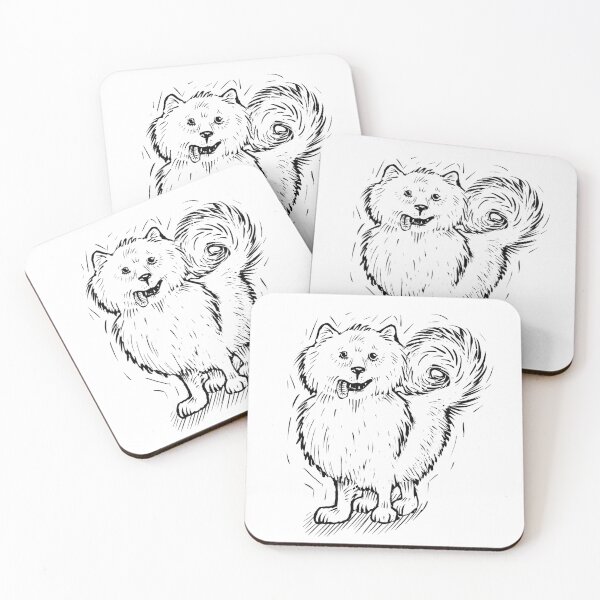Item preview, Samoyed dog woodcut style Illustration  designed and sold by Magpye.