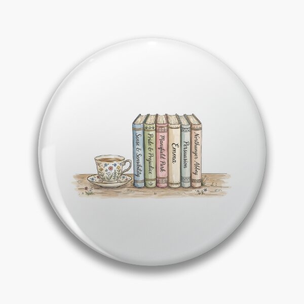 Item preview, Pride & Prejudice Jane Austen Books and Teacup Watercolor designed and sold by Fenay Designs.