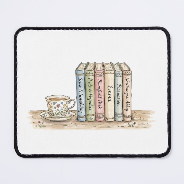 Item preview, Pride & Prejudice Jane Austen Books and Teacup Watercolor designed and sold by Fenay Designs.