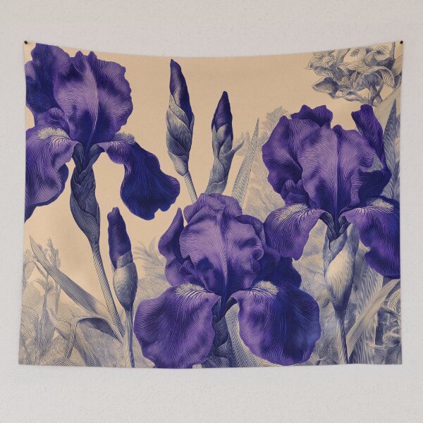 Item preview, Purple Iris Flowers Moody Noir designed and sold by TheBohemianLark.