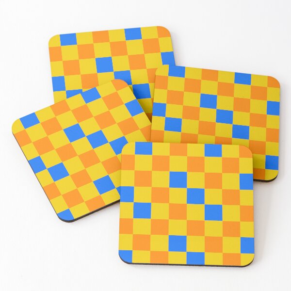 Item preview, Yellow Orange Blue Checkered Pattern Design  designed and sold by PatternTitan.