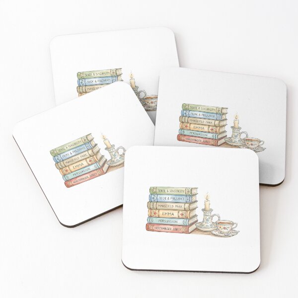 Item preview, Pride & Prejudice Jane Austen Book Stack Teacup and Candle Art designed and sold by Fenay Designs.
