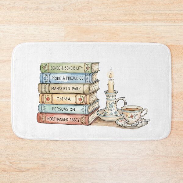 Item preview, Pride & Prejudice Jane Austen Book Stack Teacup and Candle Art designed and sold by Fenay Designs.