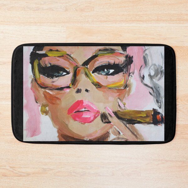 Item preview, Step into Bold Style with a Vibrant Woman in Oversized Glasses Holding a Cigar designed and sold by OlfactoART Studio.