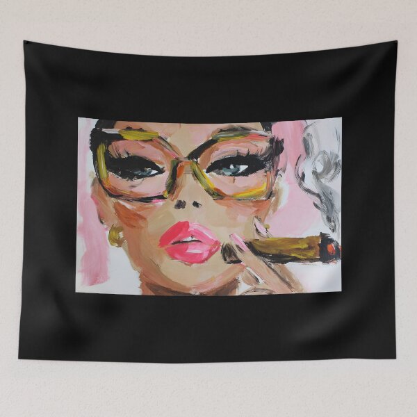 Item preview, Step into Bold Style with a Vibrant Woman in Oversized Glasses Holding a Cigar designed and sold by OlfactoART Studio.