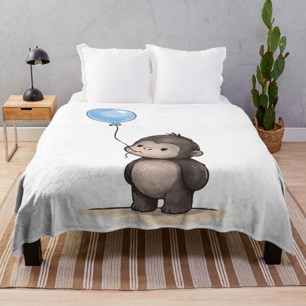 Item preview, Cute Baby Gorilla Holding Blue Balloon designed and sold by KaatsStyle.