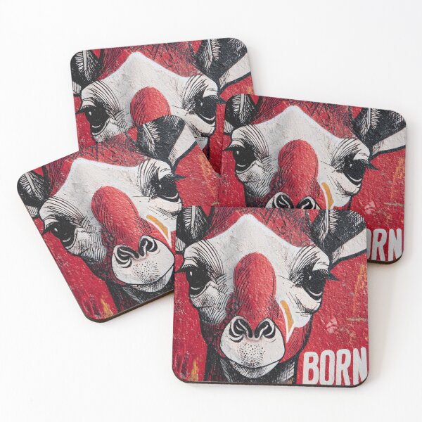 Item preview, Champion Wildlife Freedom with a Striking Giraffe Face on a Bold Red Born Free Wall designed and sold by OlfactoART Studio.