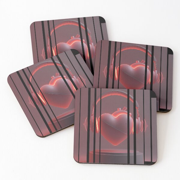Item preview, Soul Beats – headphones shaped like a glowing heart with music lines around it 7 designed and sold by Neon G.