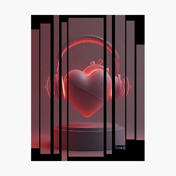 Item preview, Soul Beats: auriculares con forma de corazón brillante con líneas musicales a su alrededor 7 designed and sold by Neon G.