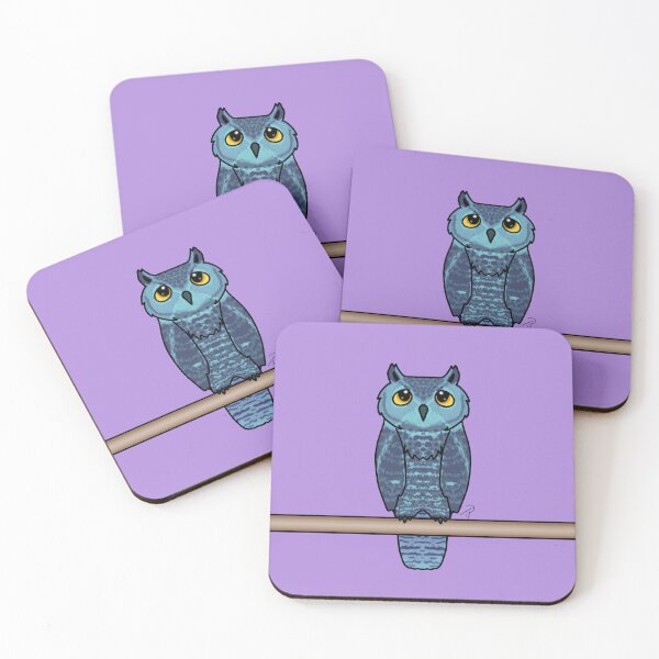 Item preview, Cute Blue Owl Perched Yellow Eyes designed and sold by lilpoltergeist.