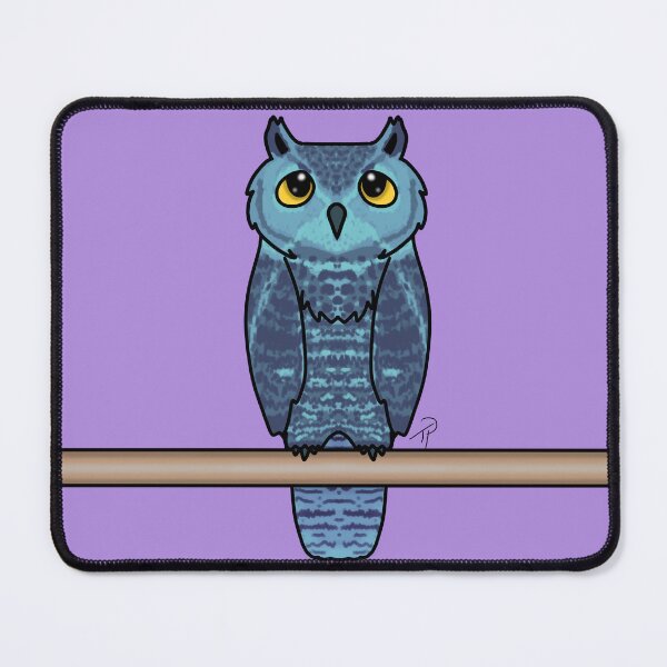Item preview, Cute Blue Owl Perched Yellow Eyes designed and sold by lilpoltergeist.