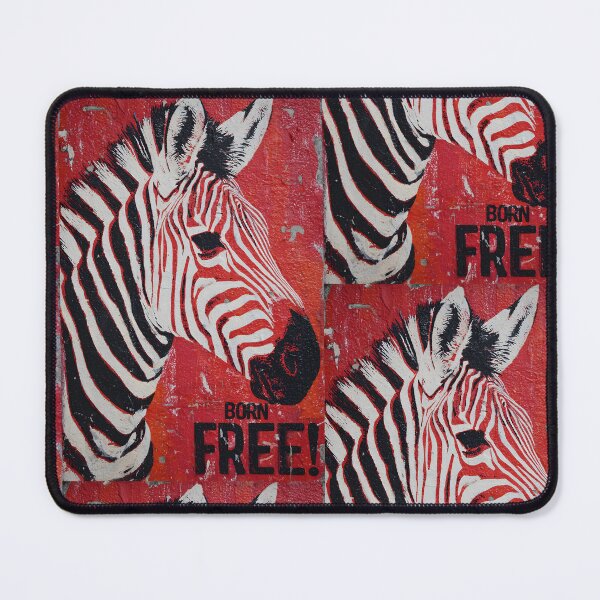 Item preview, Honor Wildlife Freedom with a Bold Zebra in Black and White Against a Vivid Red Born Free Background designed and sold by OlfactoART Studio.