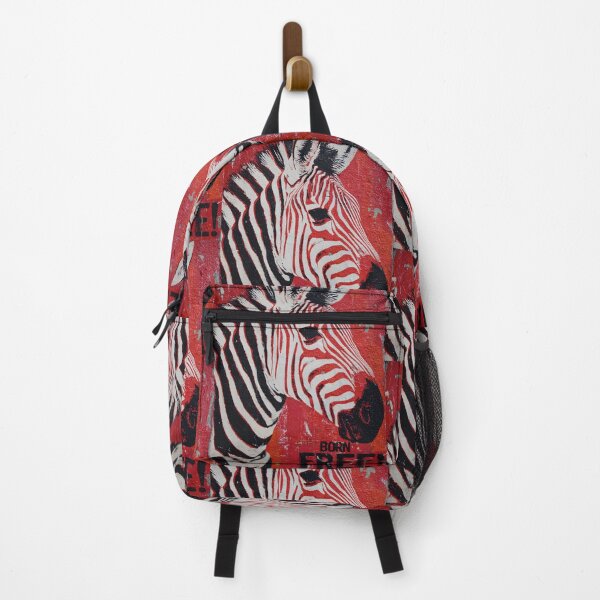 Item preview, Honor Wildlife Freedom with a Bold Zebra in Black and White Against a Vivid Red Born Free Background designed and sold by OlfactoART Studio.