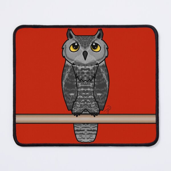 Item preview, Cute Grey Black Owl Perched Yellow Eyes designed and sold by lilpoltergeist.
