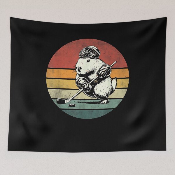 Item preview, Retro Capybara Playing Hockey Vintage Capybara Hockey Player designed and sold by Boutkimaewab.
