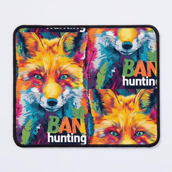 Item preview, Stop Animal Cruelty- Stand Against Cruelty with a Colorful Fox and Bold Ban Hunting Message designed and sold by OlfactoART Studio.