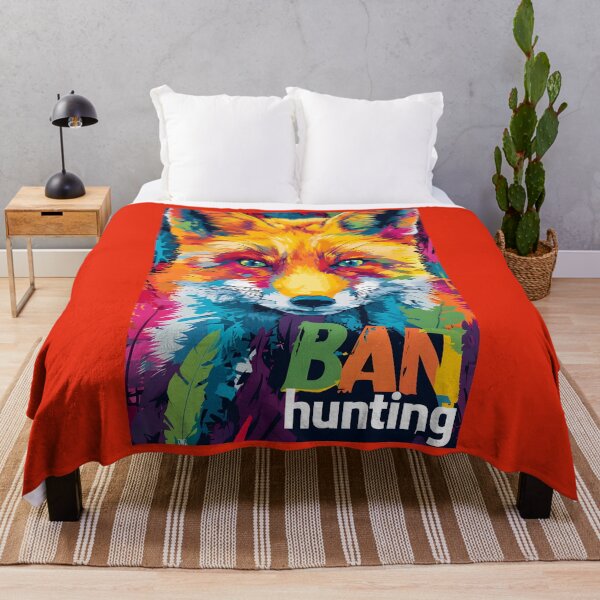 Item preview, Stop Animal Cruelty- Stand Against Cruelty with a Colorful Fox and Bold Ban Hunting Message designed and sold by OlfactoART Studio.