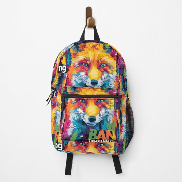 Item preview, Stop Animal Cruelty- Stand Against Cruelty with a Colorful Fox and Bold Ban Hunting Message designed and sold by OlfactoART Studio.
