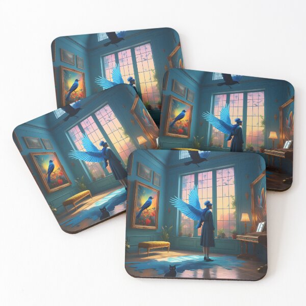 Item preview, Mystical study with blue wings and shadows designed and sold by KunstGeist.