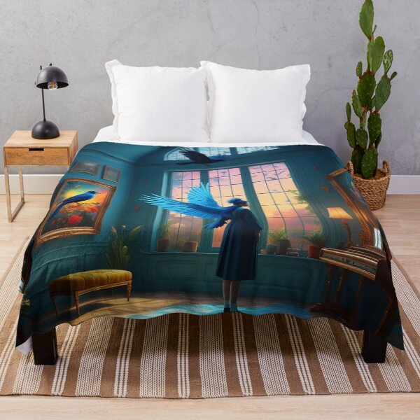 Item preview, Mystical study with blue wings and shadows designed and sold by KunstGeist.