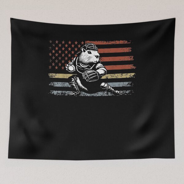 Item preview, Capybara Baseball Retro Usa Flag Capybara Catcher Baseball designed and sold by Boutkimaewab.