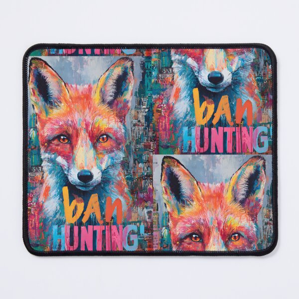 Item preview, Protect Wildlife and Animal Rights with a Vibrant Fox and Bold Ban Hunting Statement designed and sold by OlfactoART Studio.