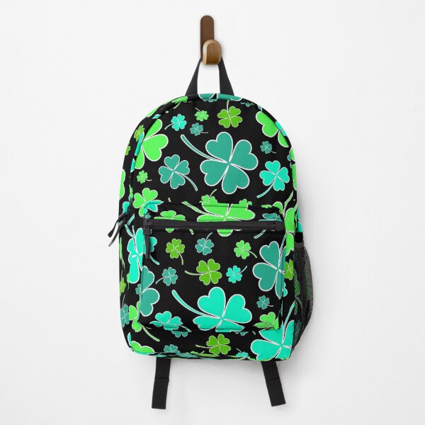 Item preview, Cute Cartoon Shamrock Print on Black designed and sold by BeJolley.