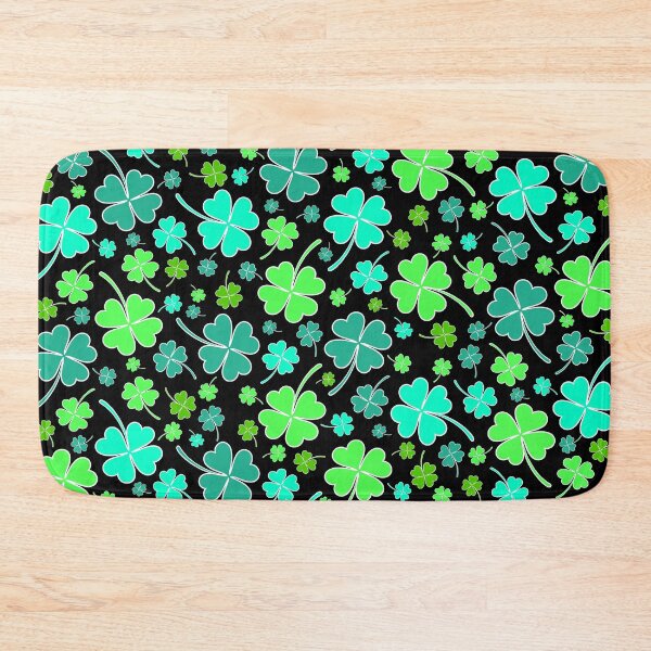Item preview, Cute Cartoon Shamrock Print on Black designed and sold by BeJolley.
