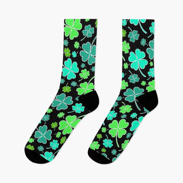 Item preview, Cute Cartoon Shamrock Print on Black designed and sold by BeJolley.