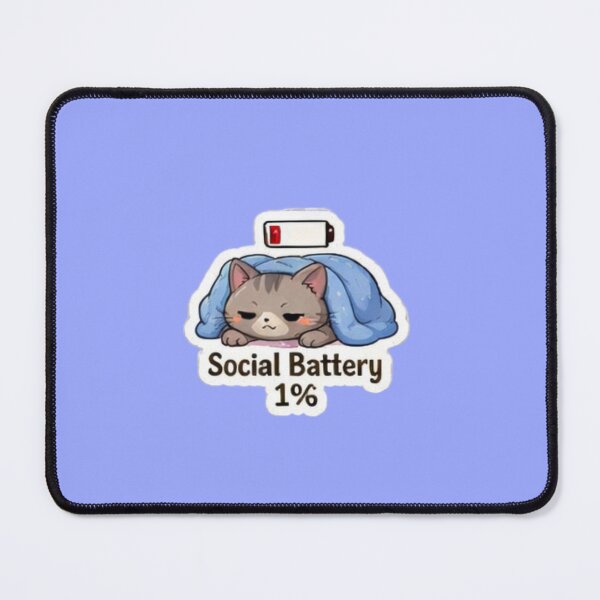 Item preview, Social Battery 1% Introvert Cat designed and sold by trippinimages.